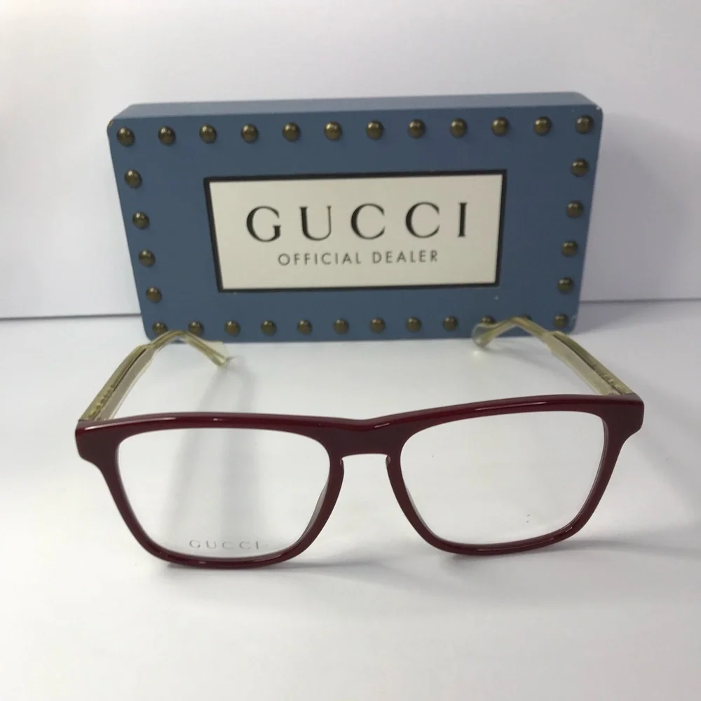 Gucci Men GG0561ON 003 Red CRYSTAL Rectangle/Square Eyeglasses